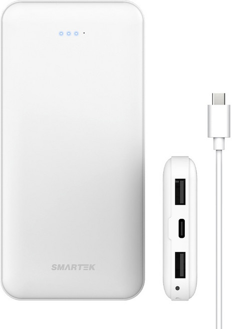 스마텍 슬림 보조배터리 10000mAh + 케이블 세트, 화이트, STPB-CPB1(PB10)