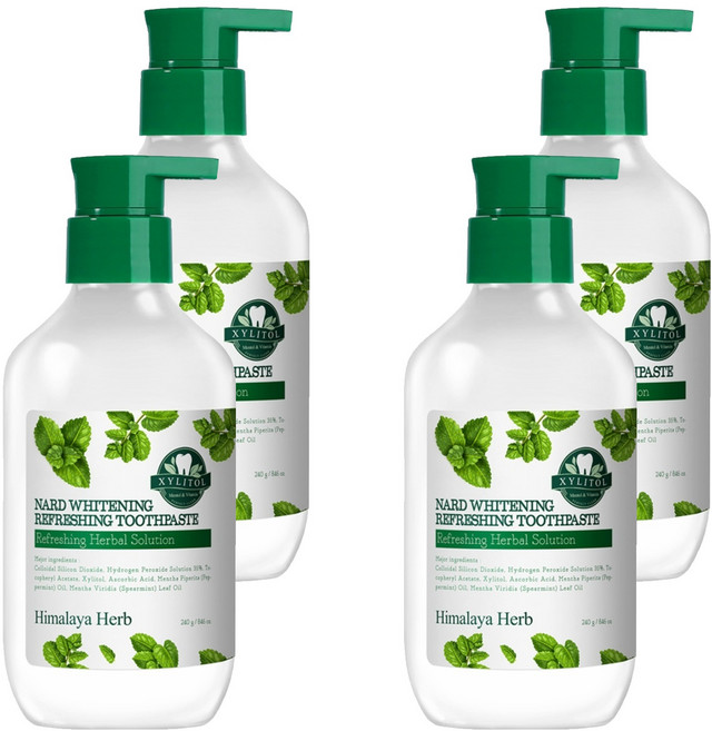 나드 미백 리프레싱 펌핑 치약, 240g, 4개