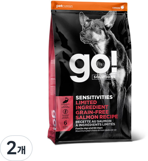 go 전연령 강아지 센서티브 LID 레시피 건식사료, 2개, 2kg, 연어