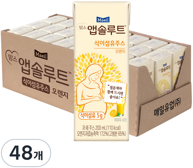 맘스앱솔루트 앱솔맘 식이섬유 주스, 200ml, 48개