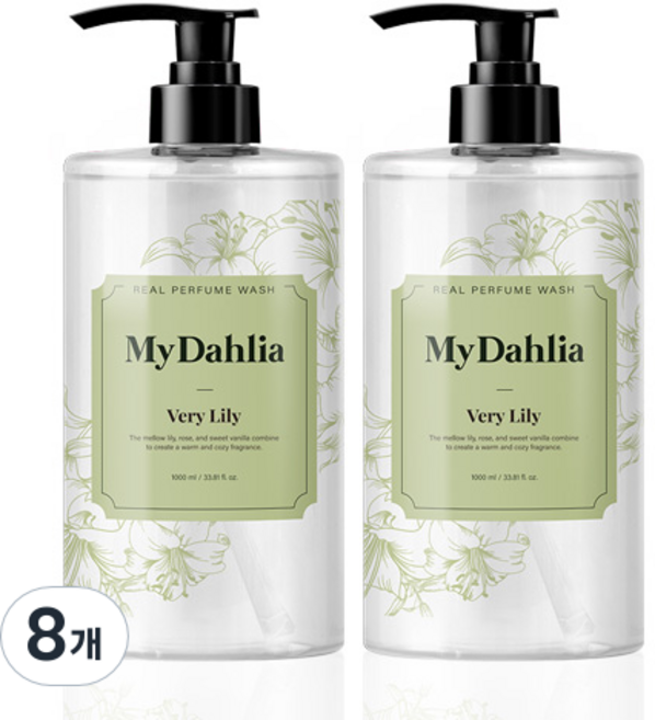 마이달리아 리얼 퍼퓸 바디워시 베리 릴리향, 1L, 8개