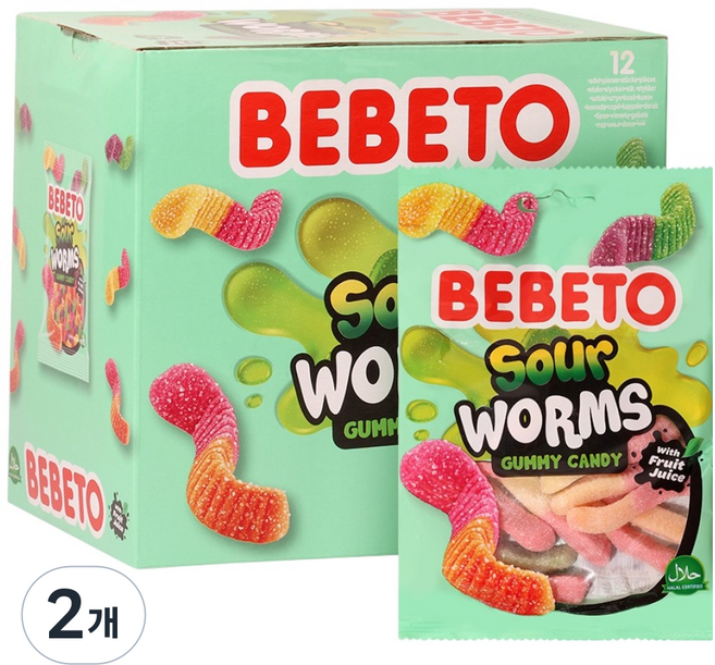BEBETO 酸味蟲蟲軟糖 12入, 960g, 2個