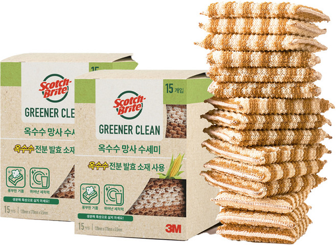 스카치브라이트 옥수수 망사수세미, 15개입, 2개