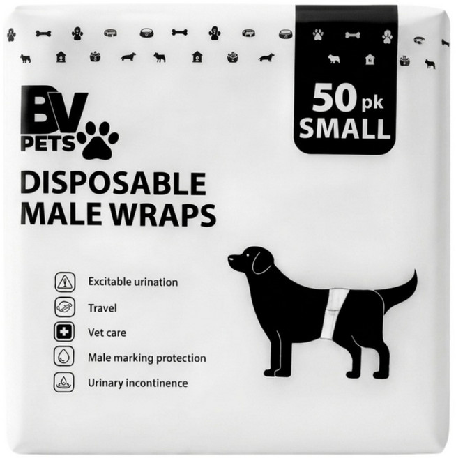BV PETS 寵物生活家 寵物禮貌帶, S號 適用腰圍30.5~48.3cm/體重4.5~11.3kg, 50片, 1包