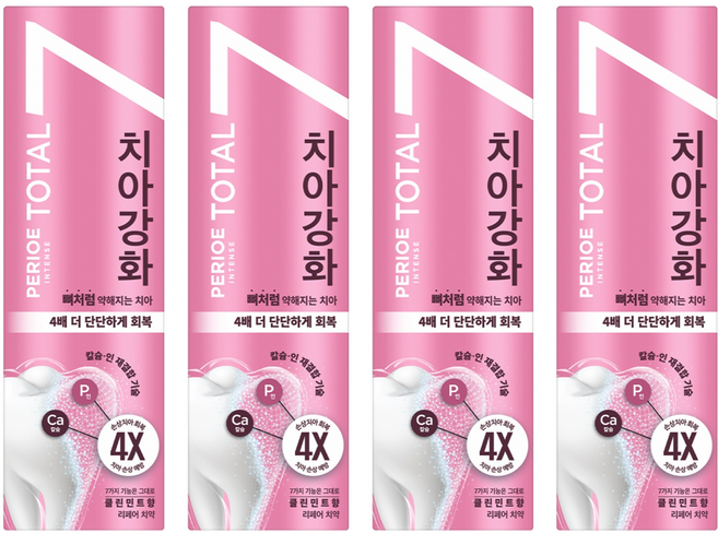 페리오 토탈7 인텐스 치아강화 치약 클린민트, 120g, 4개