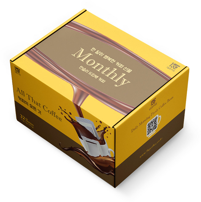 1킬로커피 먼슬리 드립백 커피 혼합형, 10g, 32개입, 1개, 10g