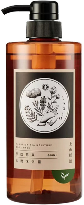 tsaio 上山採藥 水潤沐浴露 手捻花茶, 600ml, 1瓶