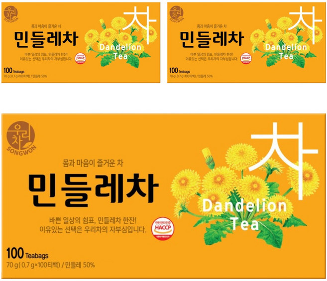 우리차 민들레차, 700mg, 100개입, 3개