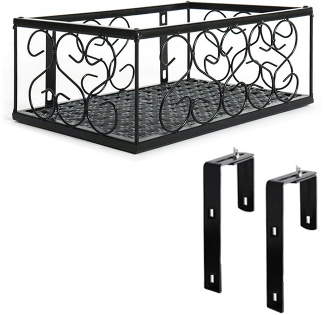마켓플랜 발코니 철제 화분걸이, 블랙, 1개