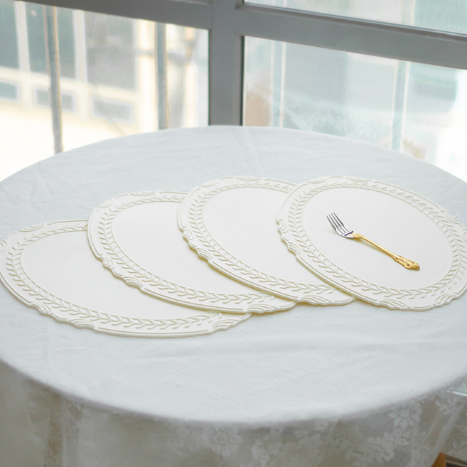 시라쿠스 로렐 실리콘 매트 4p, 로렐 아이보리, 가로 44cm x 세로 30cm x 두께 4mm, 4개