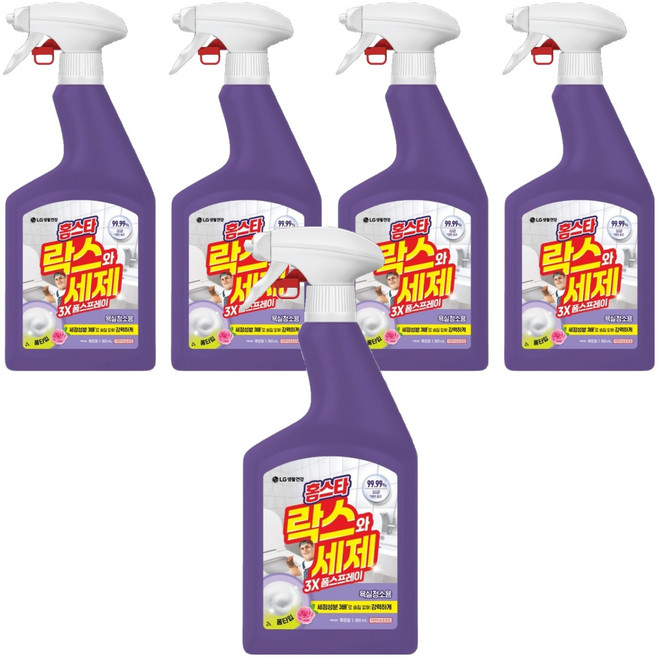 홈스타 락스와 세제 3X 폼스프레이 후로랄 욕실청소용, 900ml, 5개
