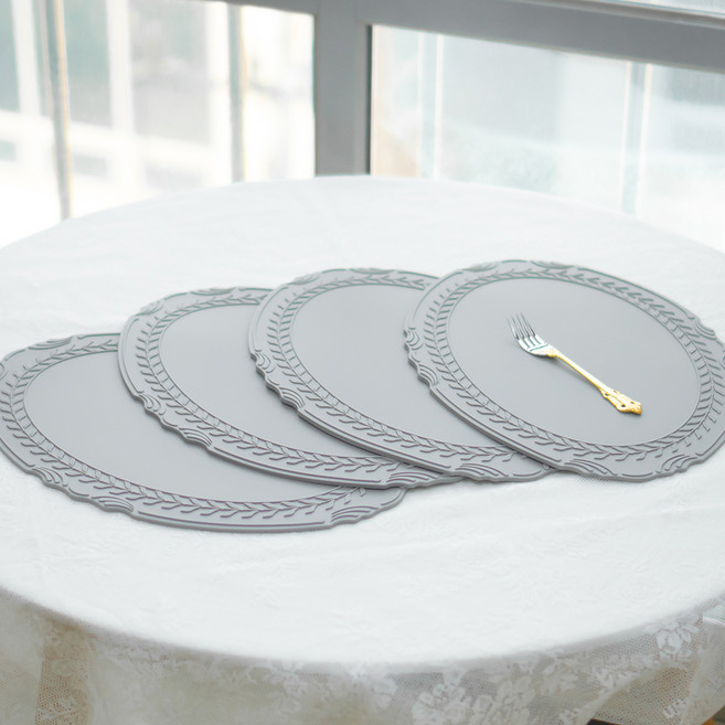 시라쿠스 로렐 실리콘 매트 4p, 연그레이, 43 x 30 cm, 4개