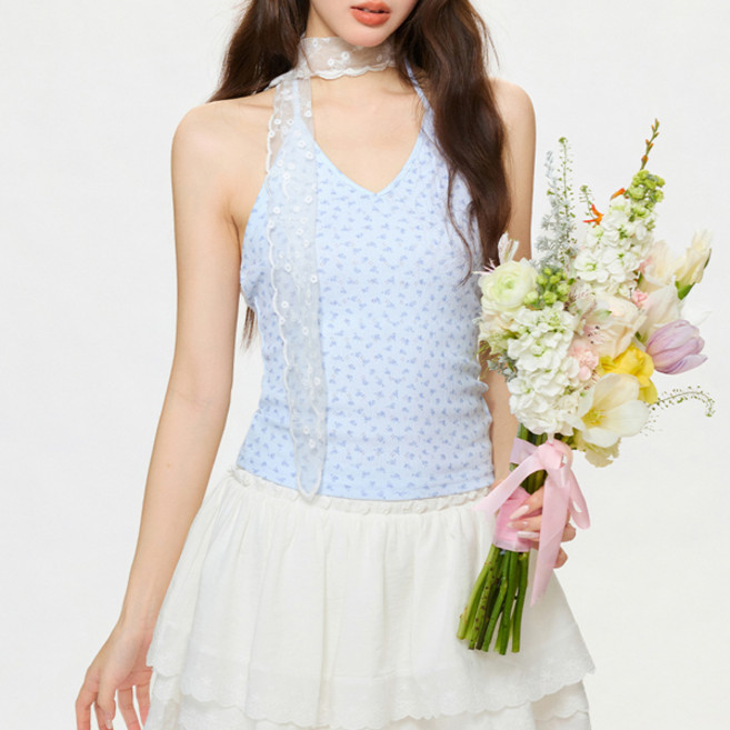 Awesomeful 女款 Lettese 花卉V領繞頸背心 A26SMS031215