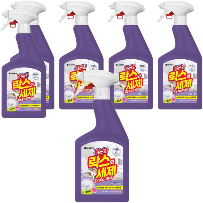 홈스타 락스와 세제 3X 폼스프레이 후로랄 욕실청소용, 900ml, 6개
