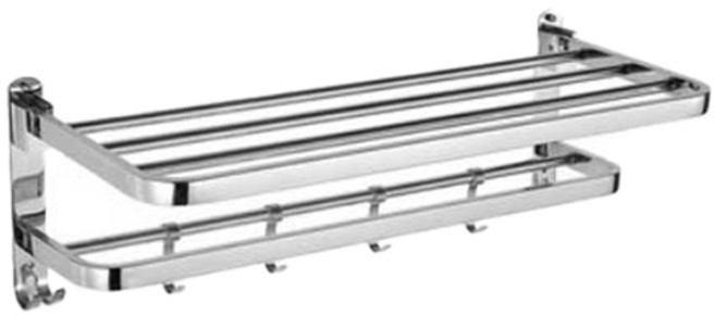 주식회사아텍스 무타공 2단 스테인레스 욕실선반 수건걸이, 1개