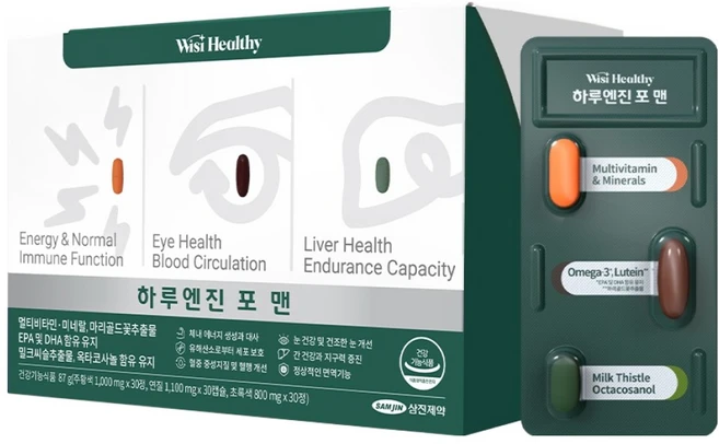 위시헬씨 하루엔진 포 맨, 30회분, 1개 - 쿠팡