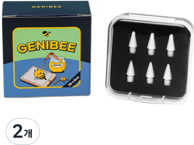 GENIBEE 鉛筆質感 Apple Pencil 相容 2B 筆尖 6入, 2個, 白色