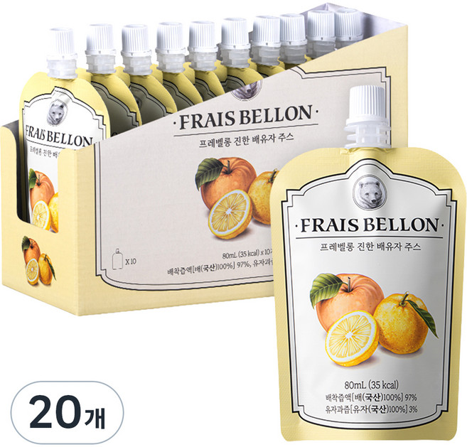 프레벨롱 진한 배유자 주스, 80ml, 20개