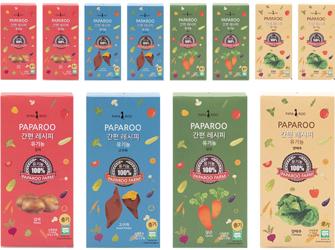 파파루 간편레시피 유기농 야채가루 분말이유식 고운입자 4종 세트, 감자, 고구마, 당근, 양배추, 3세트