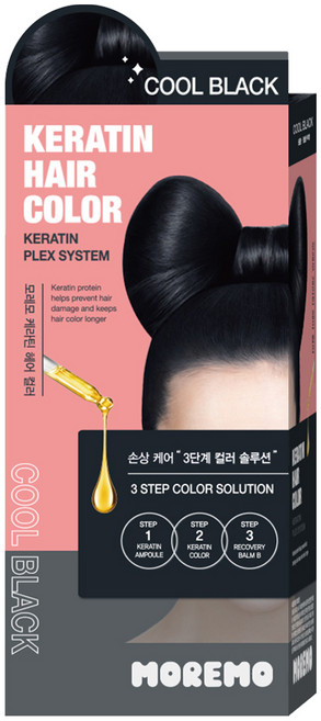 모레모 케라틴 헤어 컬러 염색제, 쿨블랙, 1개