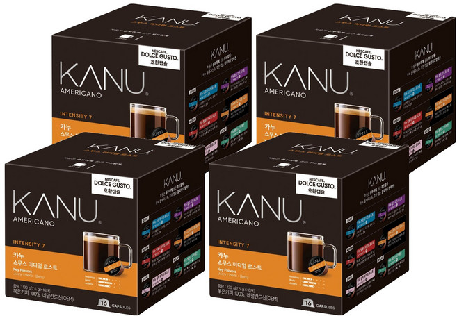 카누 돌체구스토 호환 캡슐커피 스무스 미디엄 로스트, 7.5g, 16개입, 4개