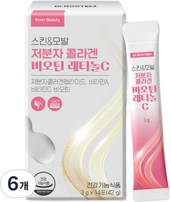 닥터루템 스킨 & 모발 저분자 콜라겐 비오틴 레티놀C 14p, 42g, 6개