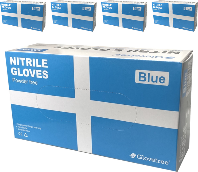 글러브트리 니트릴 장갑 블루 S 100p, 5개, 100개입