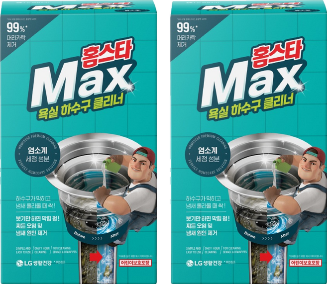 홈스타 맥스 욕실바닥 하수구 클리너, 450ml, 12g, 2개