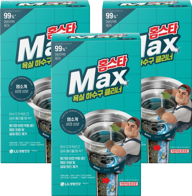 홈스타 맥스 욕실바닥 하수구 클리너, 450ml, 12g, 3개
