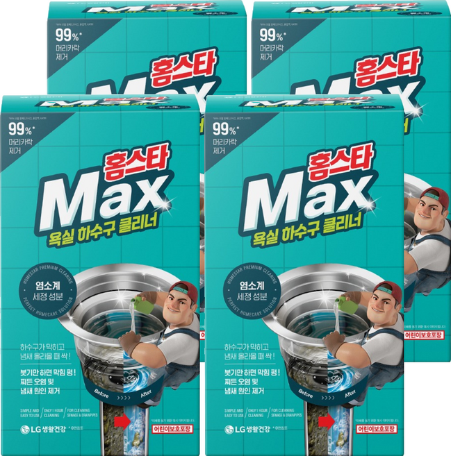 홈스타 맥스 욕실바닥 하수구 클리너, 450ml, 15g, 4개