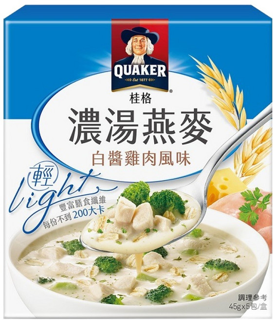 QUAKER 桂格 濃湯燕麥 白醬雞肉風味 5包, 225g, 1盒