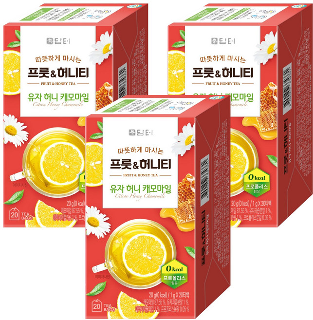 담터 프룻 허니티 유자 허니 캐모마일, 1g, 20개입, 3개