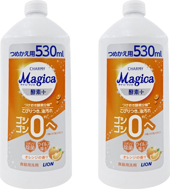 LION 獅王 CHARMY Magica 洗碗精 柑橘, 530ml, 2瓶