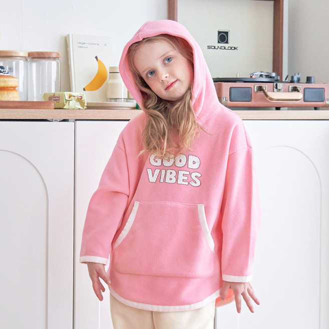 월튼키즈 아동용 플리스 후드 포켓 티셔츠