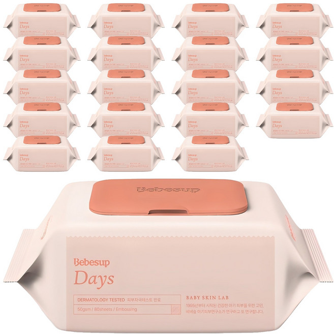 베베숲 데이즈 물티슈 캡형, 80매, 20개
