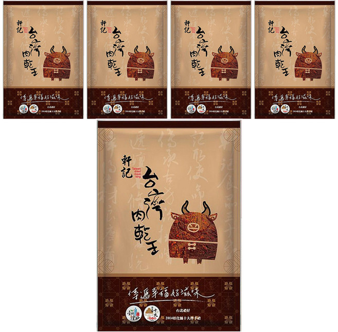 軒記台灣肉乾王 川辣牛肉乾, 130g, 5包