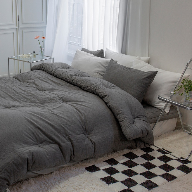 yesbedding 純有機 純水洗棉 100 薄被, 灰色
