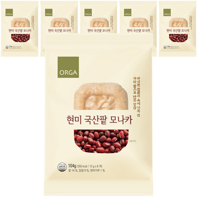 ORGA 糙米國產紅豆最中餅, 6個, 104g