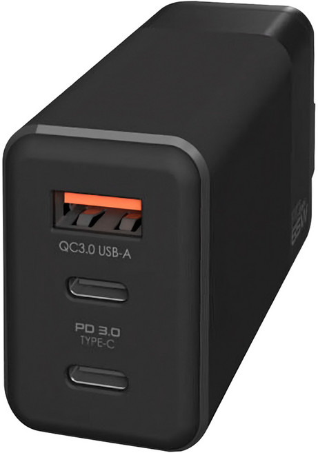 PD65W氮化鎵 GaN 3口電源供應器 56 x 47 x 29mm 97g, 黑色, 1個