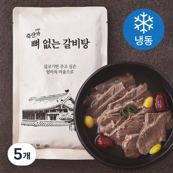 축산가 1++ 한우 뼈없는 갈비탕 1~2인분 (냉동), 600g, 5개