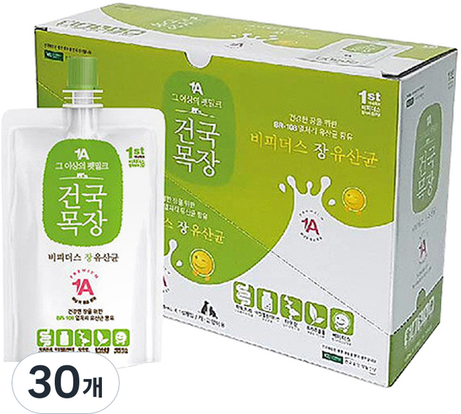 건국유업 반려동물 건국목장 펫밀크, 비피더스 장, 180ml, 30개