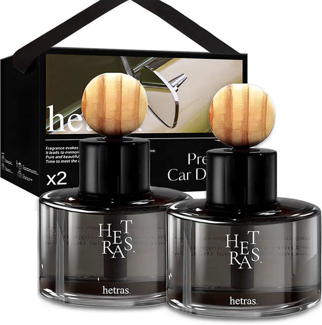 헤트라스 프리미엄 차량용 디퓨저 77ml 2p + 리본끈 선물 세트, 허그솝향, 1세트