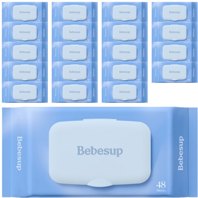 베베숲 클린비데 화장실용 물티슈 캡형, 55g, 48매, 20개