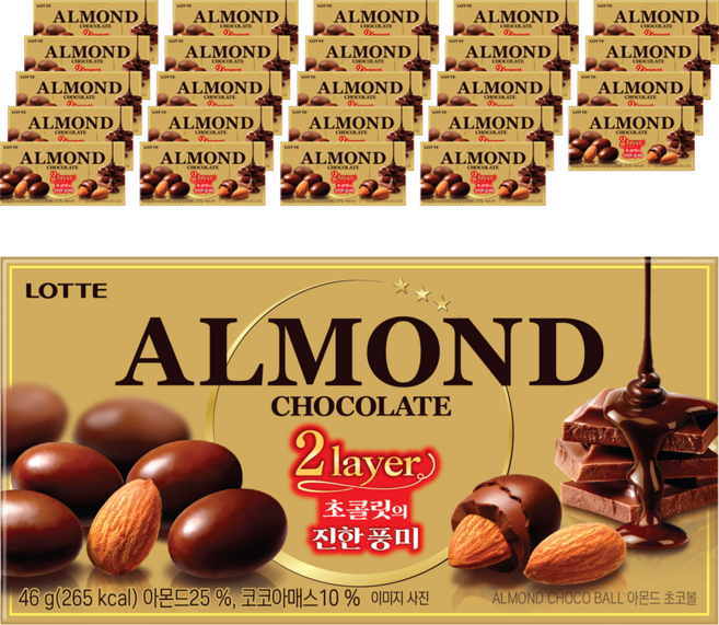롯데웰푸드 아몬드 초코볼, 46g, 25개