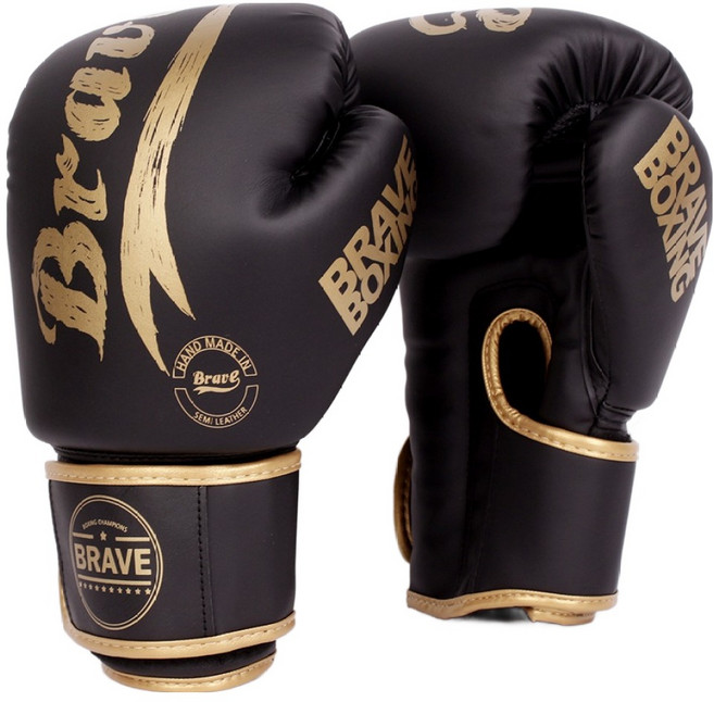 브레이브 파워 트레이닝 복싱 글러브, BLACK + GOLD, 1세트