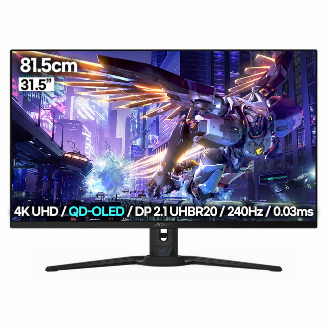 기가바이트 4K UHD QD OLED 240 UHBR20 DP 2.1 모니터, 81.5cm, AORUS FO32U2P