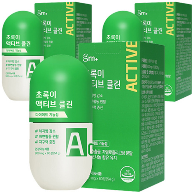 GRN 초록이 액티브 클린 다이어트식품, 60정, 3개