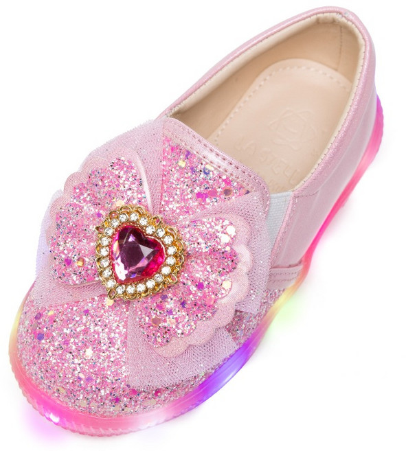 라스텔라 여아용 슬립온 LED 달링하트 공주구두