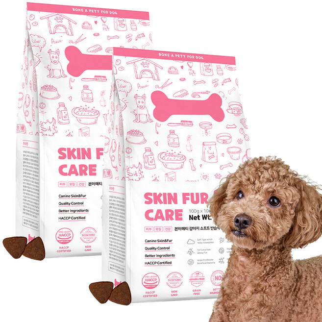 본아페티 강아지 기능성 사료, 피부/피모+알러지, 1kg, 2개