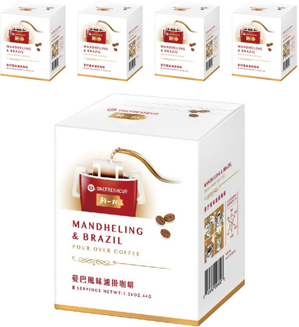 鮮一杯 曼巴風味濾掛咖啡, 9g, 8包, 5盒